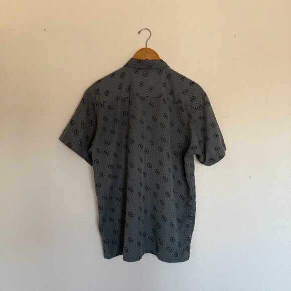 90s Club Shirt Slate Geometric Print Short Sleeve Button Up Medium - Picture 5 of 5